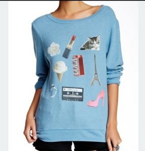 Wildfox Blue My Favorite Things Pullover Jumper